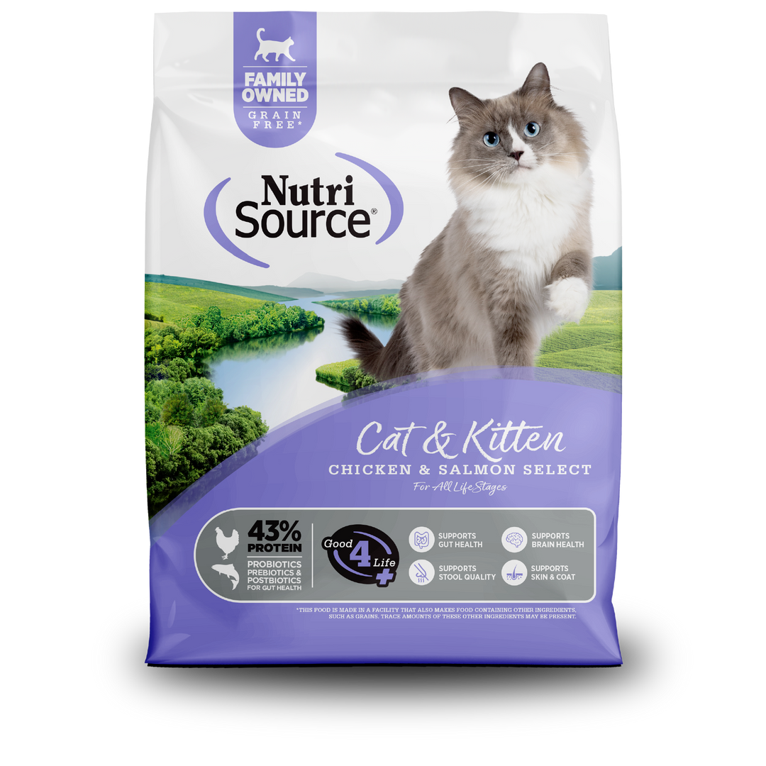 NutriSource - Chat & Chaton Poulet et Saumon - Nourriture Sèche Sans Grains pour Chats