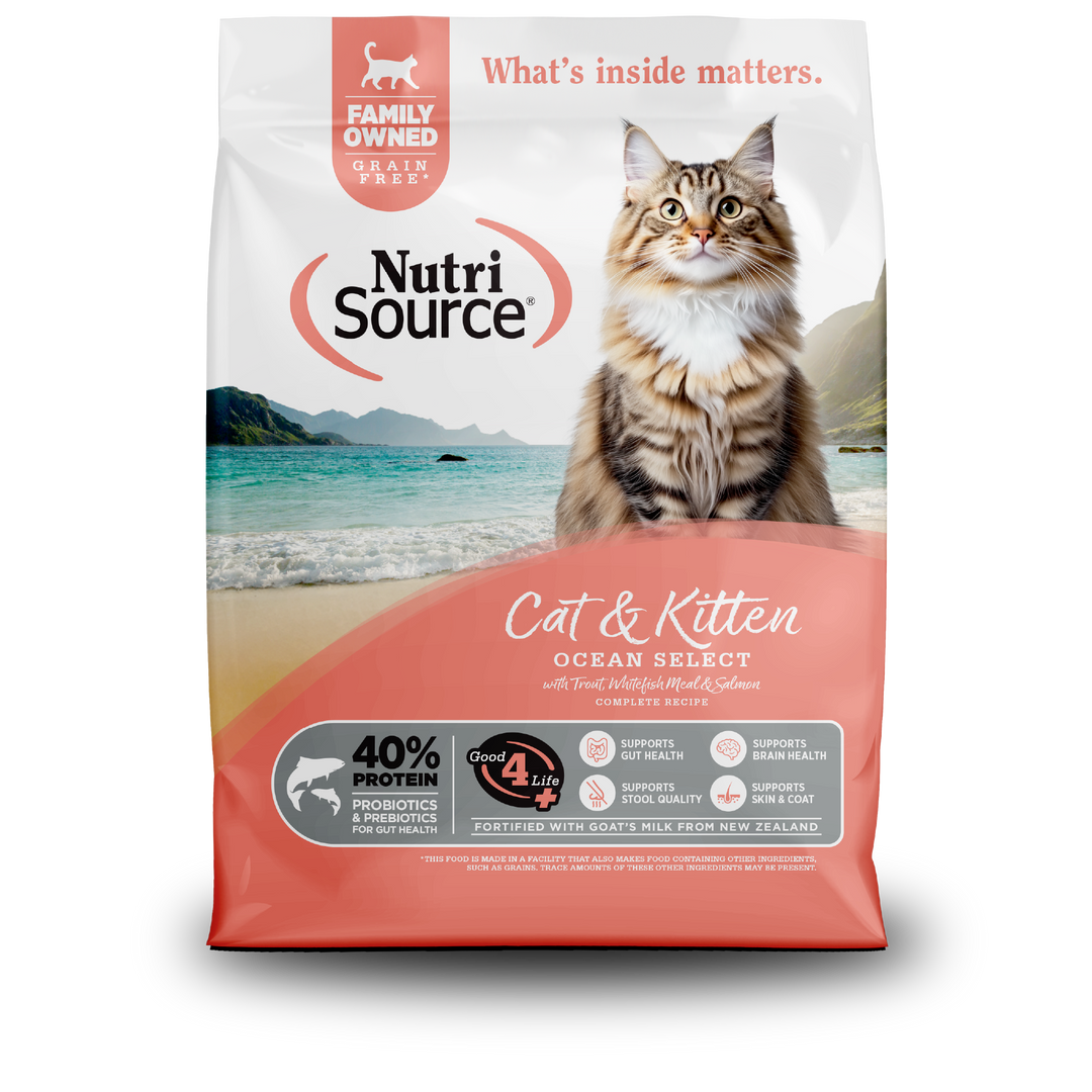 NutriSource - Ocean Select (Truite, Poisson Blanc et Saumon) - Nourriture Sèche Sans Grains pour Chats & Chatons