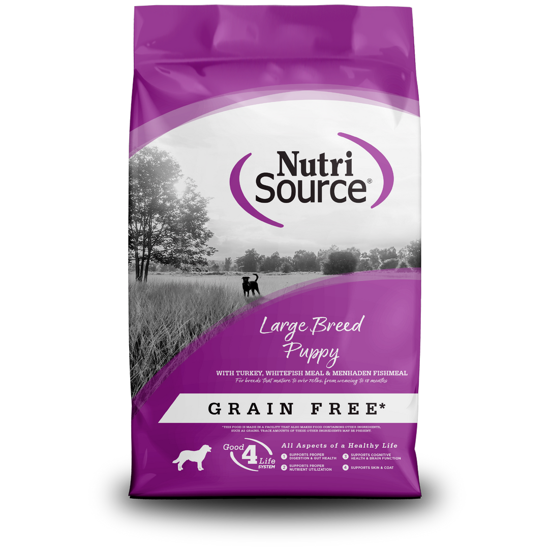 NutriSource Sans Grains - Dinde et Poisson Menhaden - Nourriture Sèche pour Chiots de Grandes Races