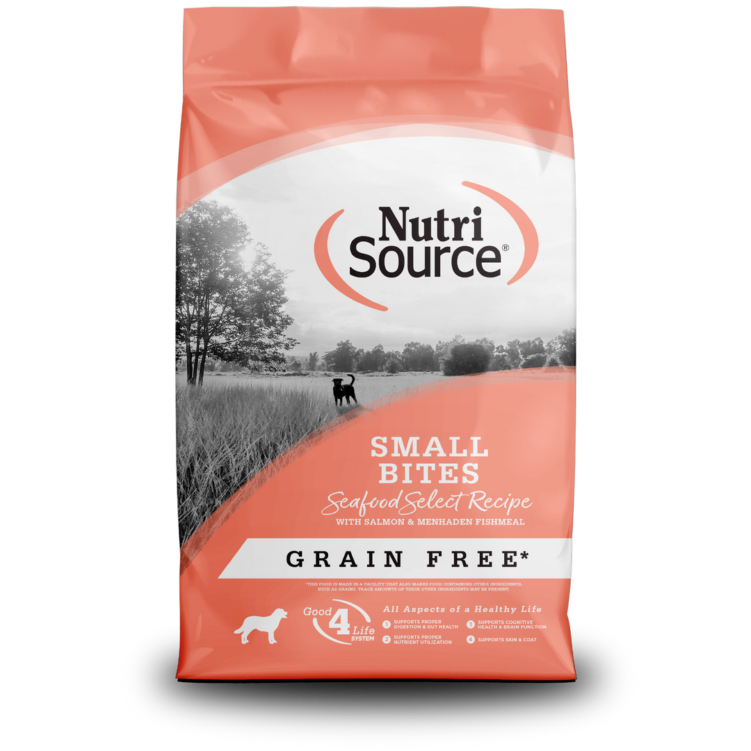 NutriSource - Chien Petites Bouchées Fruits de Mer (Seafood Select) - Nourriture Sèche Sans Grains pour Chiens