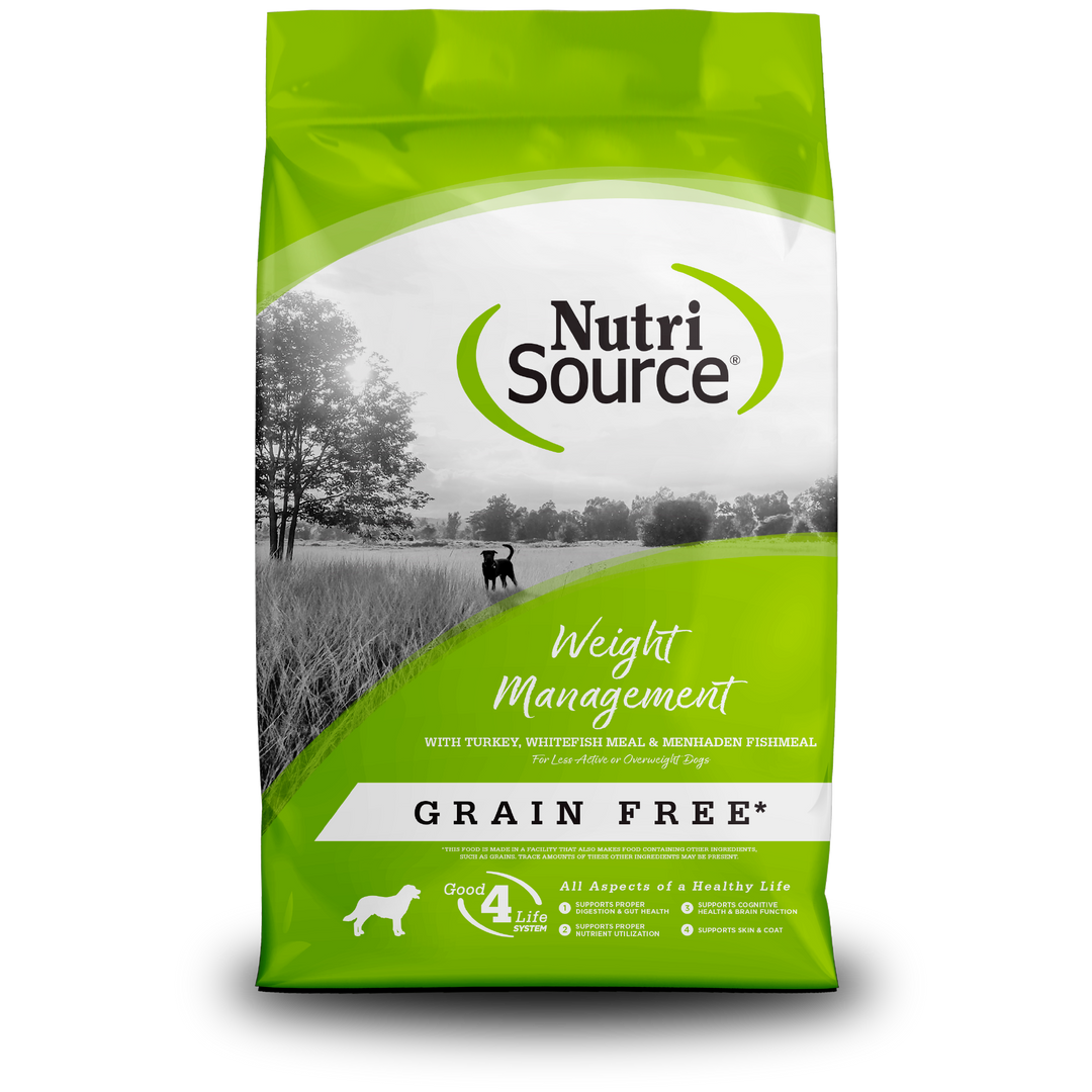NutriSource Sans Grains - Gestion du Poids, Dinde et Poissons - Nourriture Sèche pour Chiens