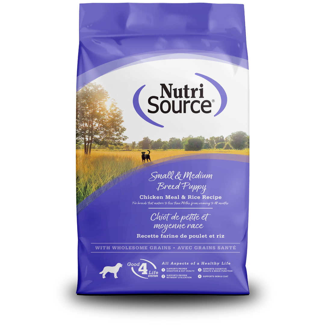 NutriSource - Chiot Petite et Moyenne Race - Poulet et Riz - Nourriture Sèche pour Chiens