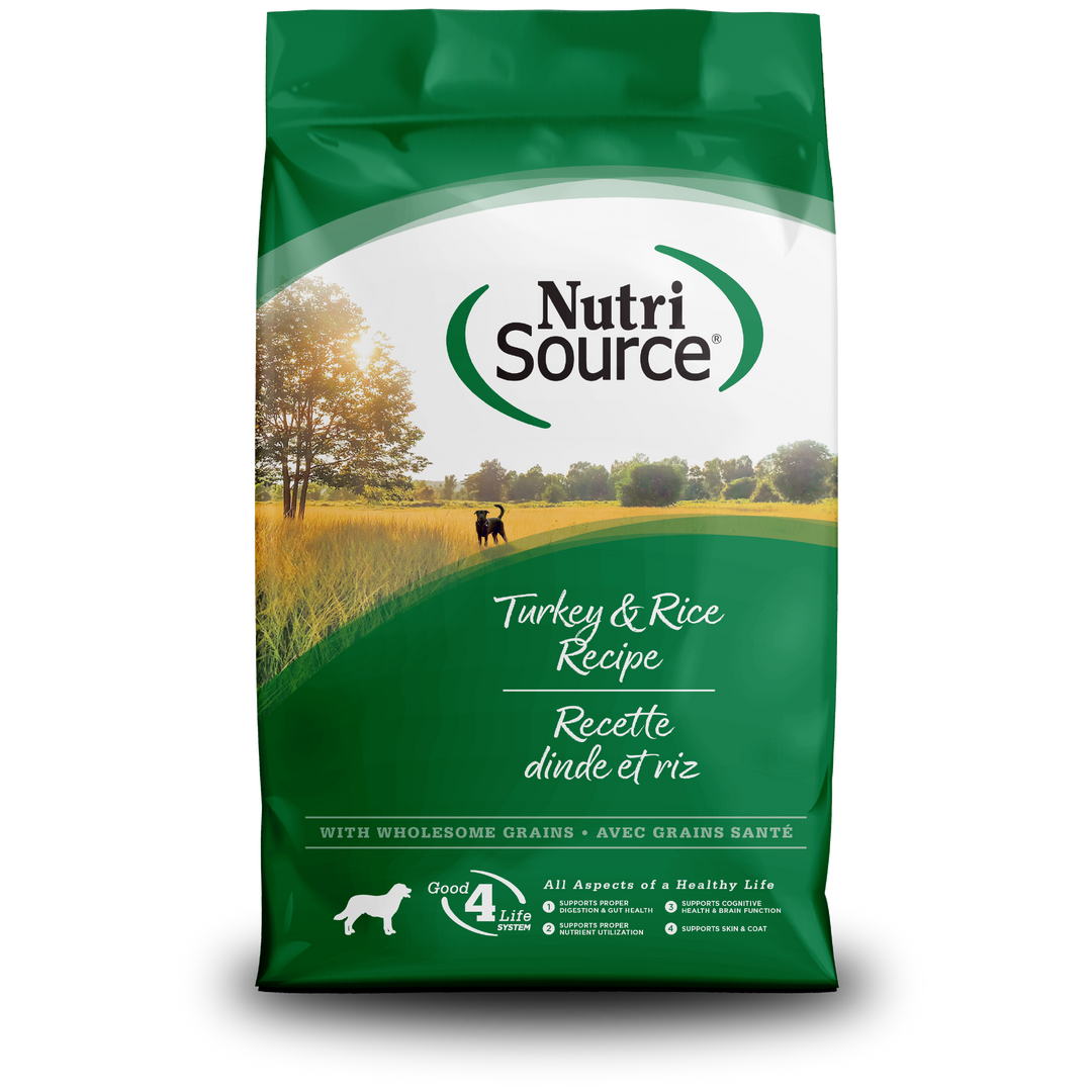 NutriSource Grains Santé - Dinde et Riz - Nourriture Sèche pour Chiens Adultes