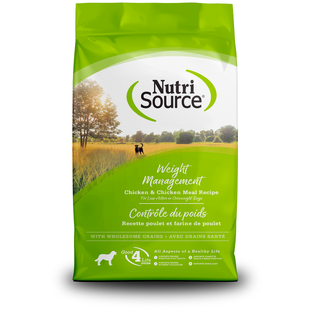 NutriSource Grains Santé - Gestion du Poids, Poulet et Poulet - Nourriture Sèche pour Chiens
