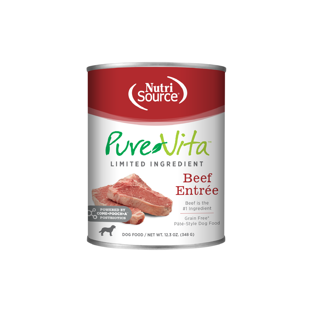 NutriSource PureVita - Chien Pâté de Boeuf à Ingrédients Limités - Nourriture Humide Sans Grains pour Chiens