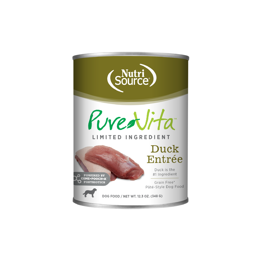 NutriSource PureVita - Chien Pâté de Canard à Ingrédients Limités - Nourriture Humide Sans Grains pour Chiens