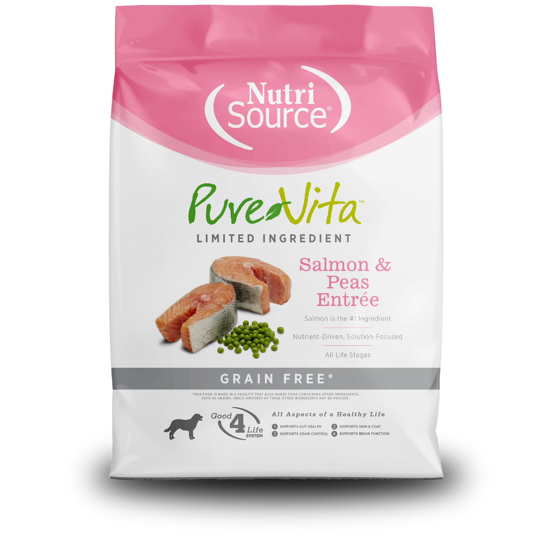 NutriSource PureVita - Chien Saumon et Pois - Nourriture Sèche à Ingrédients Limités Sans Grains pour Chiens