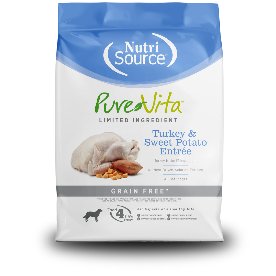 NutriSource PureVita - Chien Dinde et Patate Douce - Nourriture Sèche à Ingrédients Limités Sans Grains pour Chiens