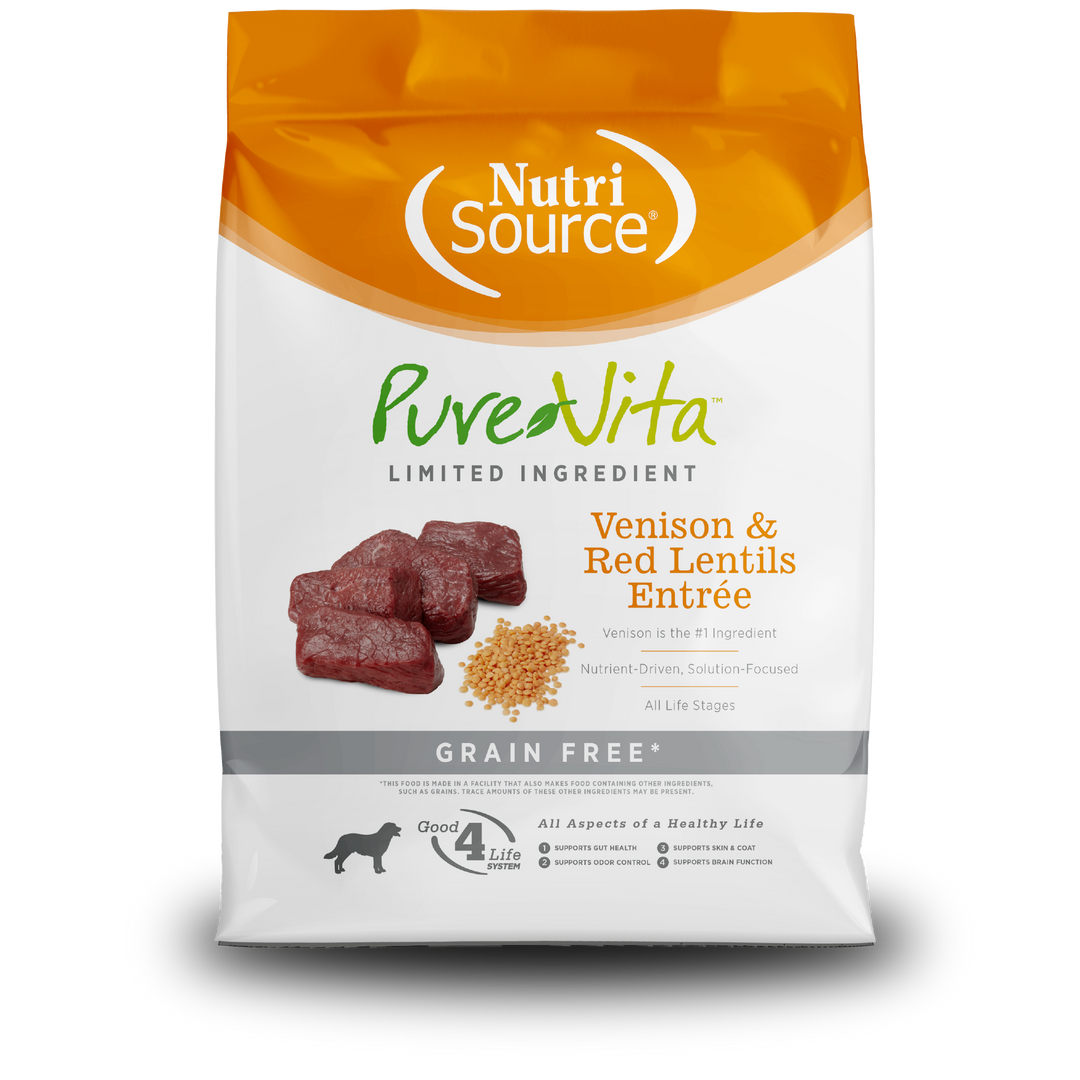 NutriSource PureVita - Chien Venaison et Lentilles - Nourriture Sèche à Ingrédients Limités Sans Grains pour Chiens