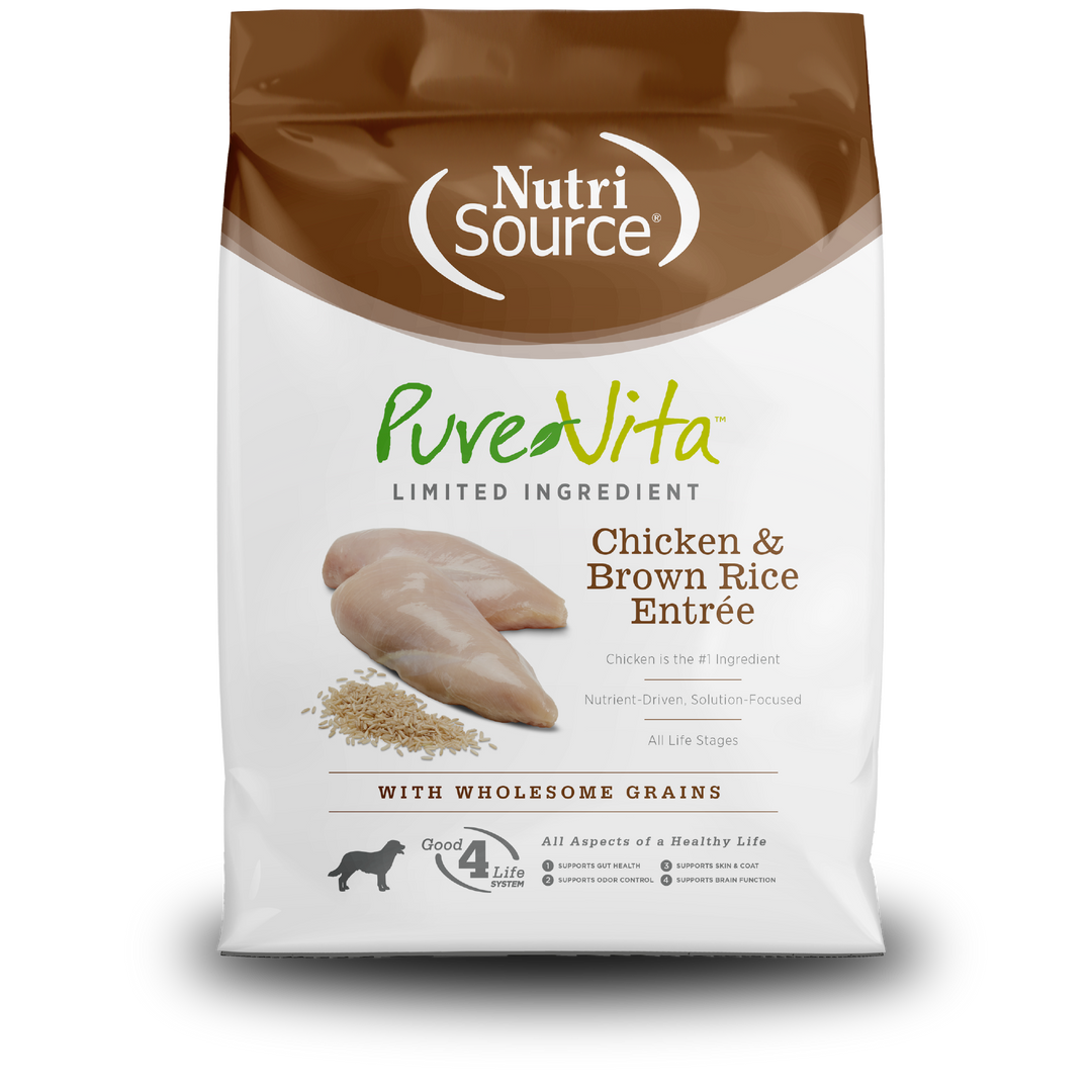 NutriSource PureVita - Chien Poulet et Riz Brun - Nourriture Sèche à Ingrédients Limités pour Chiens