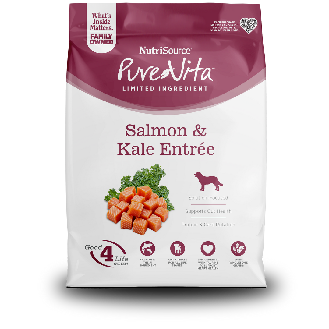 NutriSource PureVita - Saumon et Chou Frisé - Nourriture Sèche à Ingrédients Limités pour Chiens