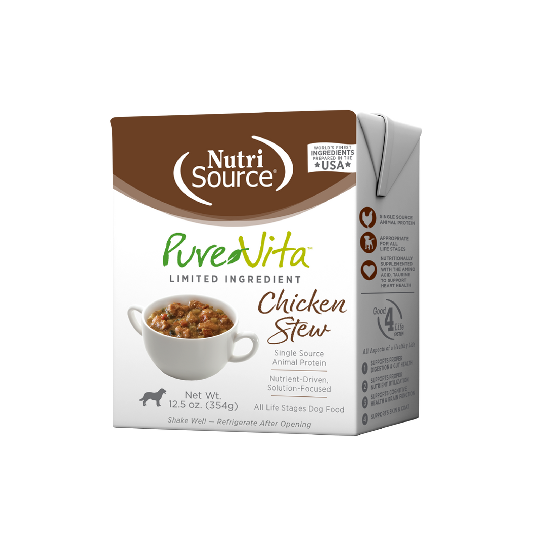 NutriSource PureVita - Ragoût Poulet - Nourriture Humide à Ingrédients Limités pour Chiens en Tetra Pak