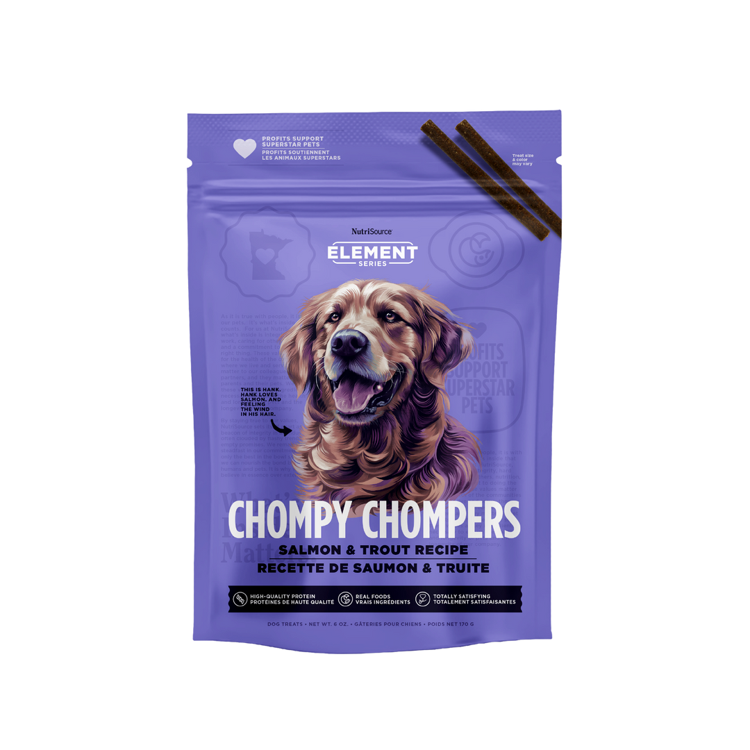 NutriSource Element Chompy Chompers - Saumon et Truite - Gâteries Tendres pour Chiens