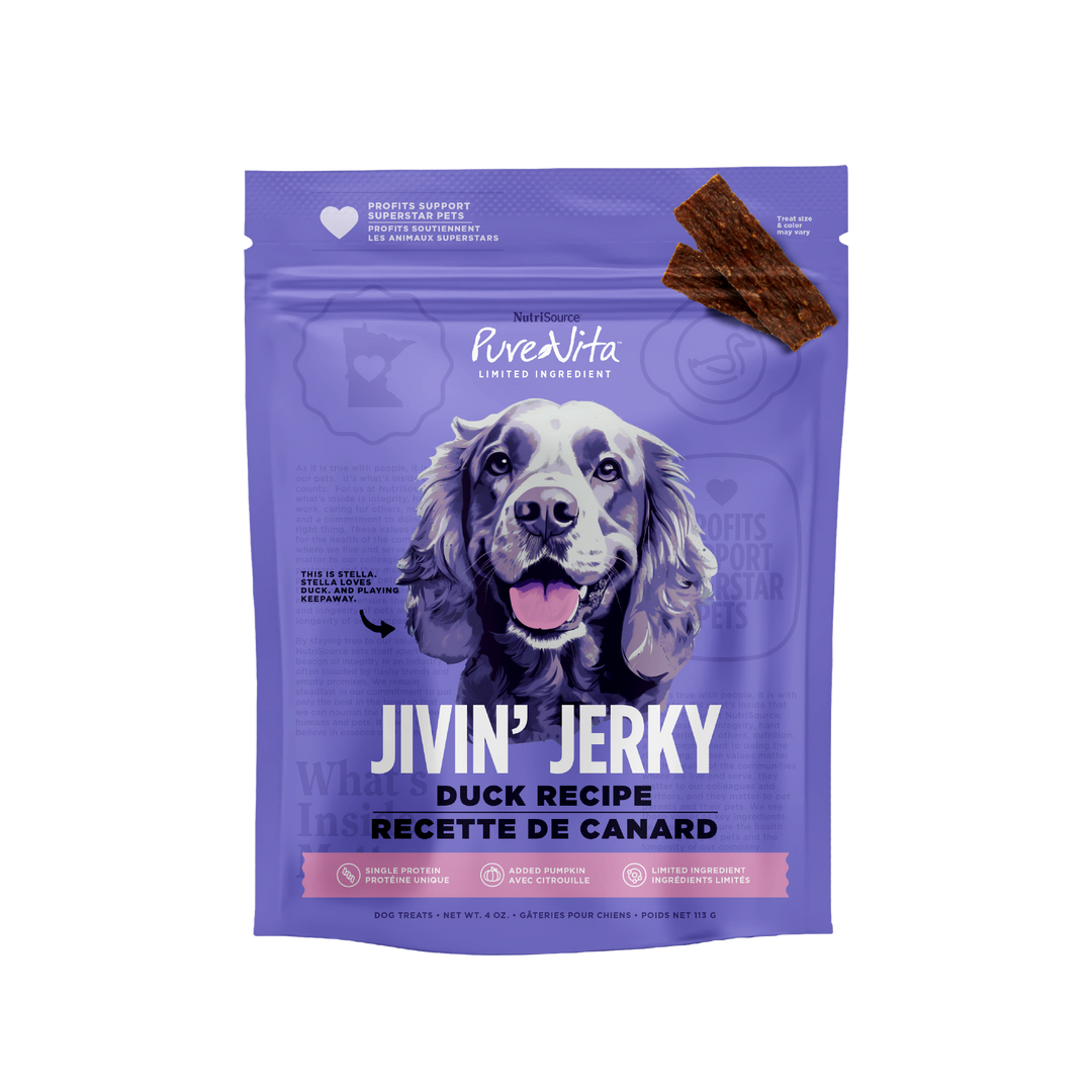 NutriSource PureVita - Jerky de Canard - Gâteries Tendres à Ingrédients Limités pour Chiens