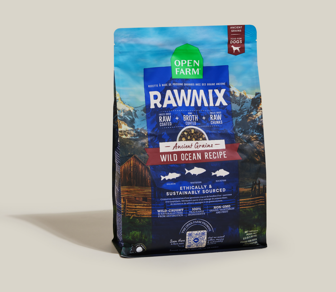 Open Farm RawMix Grains Anciens - Poissons Sauvages - Nourriture Séche Sans OGM pour Chiens