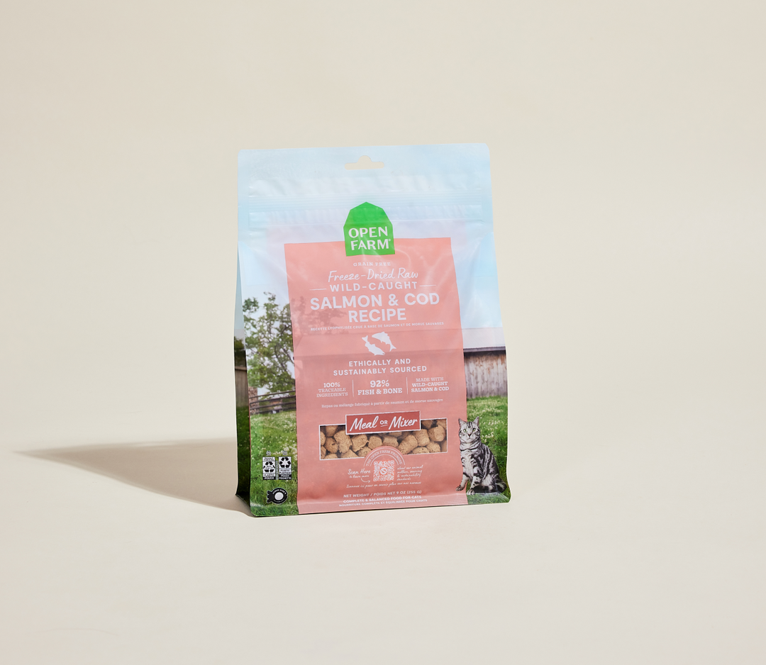 Open Farm - Chat Saumon et Morue Sauvages - Nourriture Sèche Lyophilisée Sans Grains pour Chats