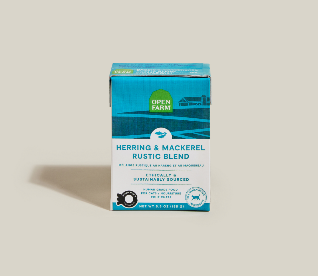Open Farm - Chat Mélange Rustique de Hareng et Maquereau - Nourriture Humide Sans Grains pour Chats en Tetra Pak