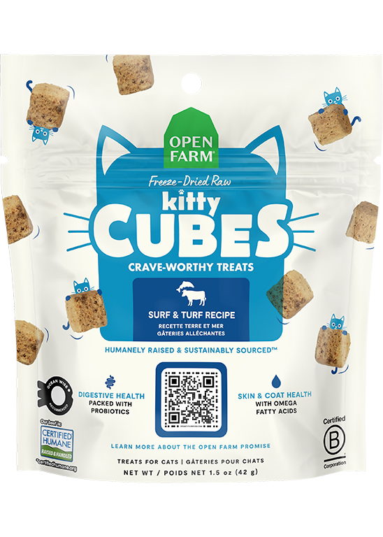 Open Farm Kitty Cubes - Terre et Mer - Gâteries Lyophilisées pour Chats
