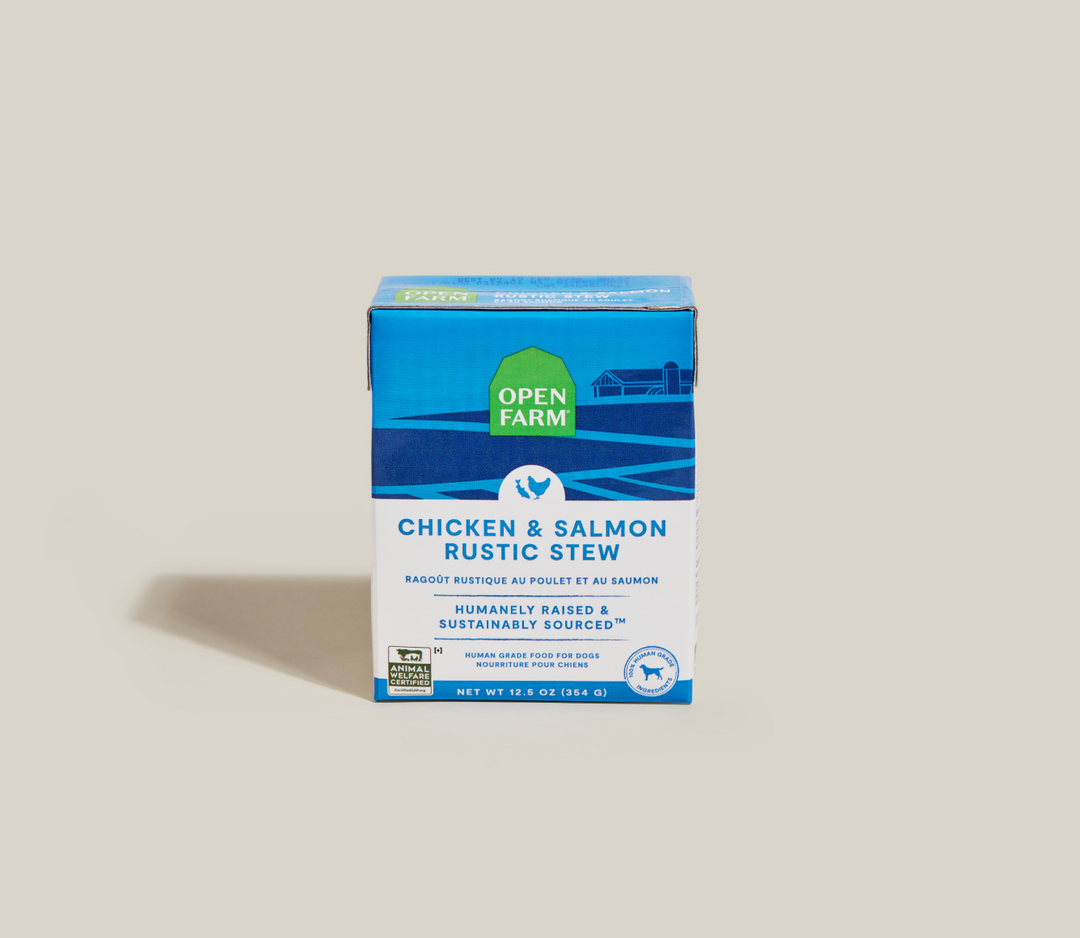 Open Farm - Chien Ragoût Rustique de Poulet et Saumon - Nourriture Humide Sans Grains pour Chiens en Tetra Pak