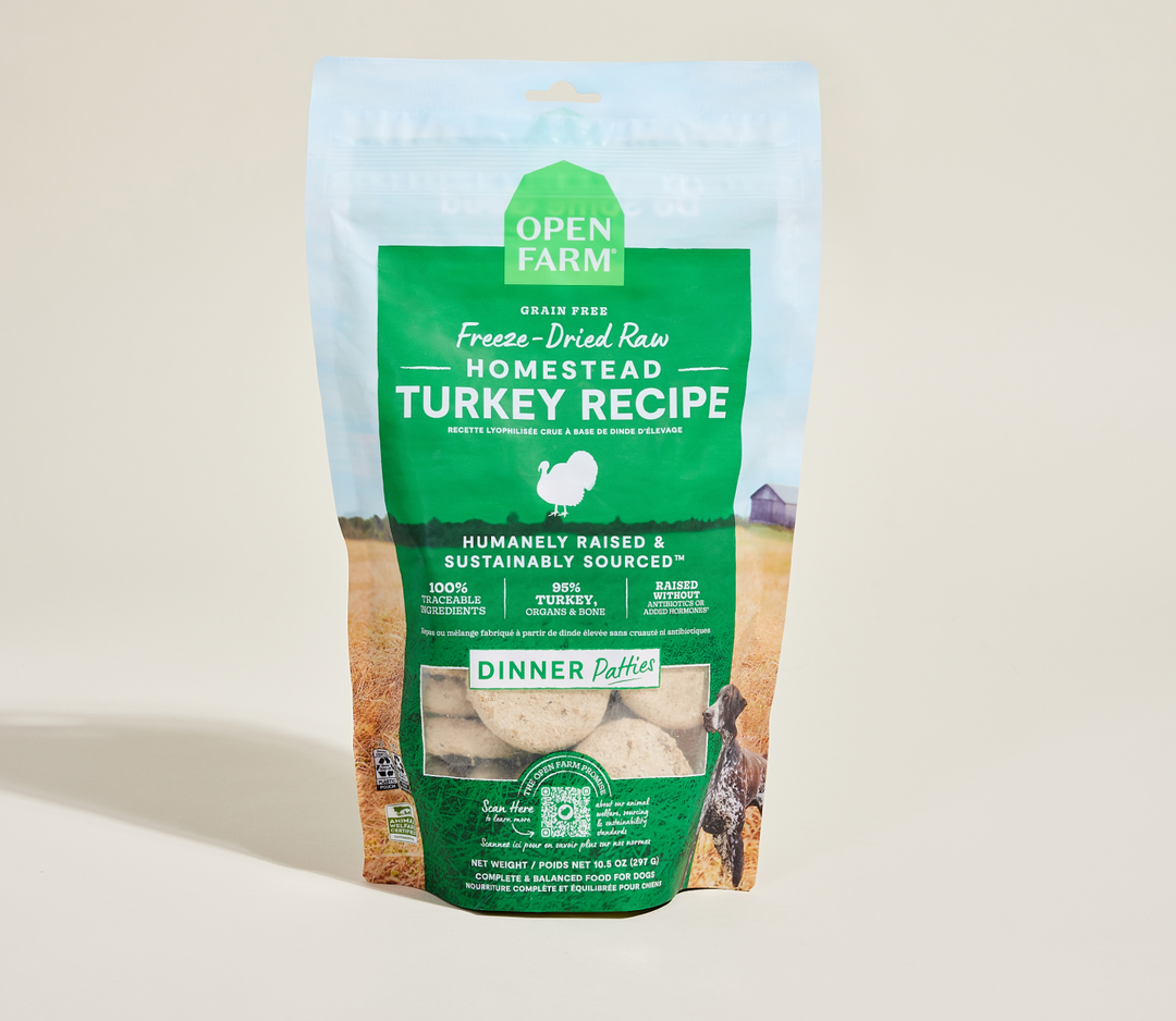 Open Farm - Chien Galettes de Dinde d'Élevage - Nourriture Sèche Lyophilisée Sans Grains pour Chiens