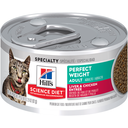 Hill's Science Diet - Poids Parfait - Entrée de Foie et Poulet - Nourriture Humide pour Chats Adultes