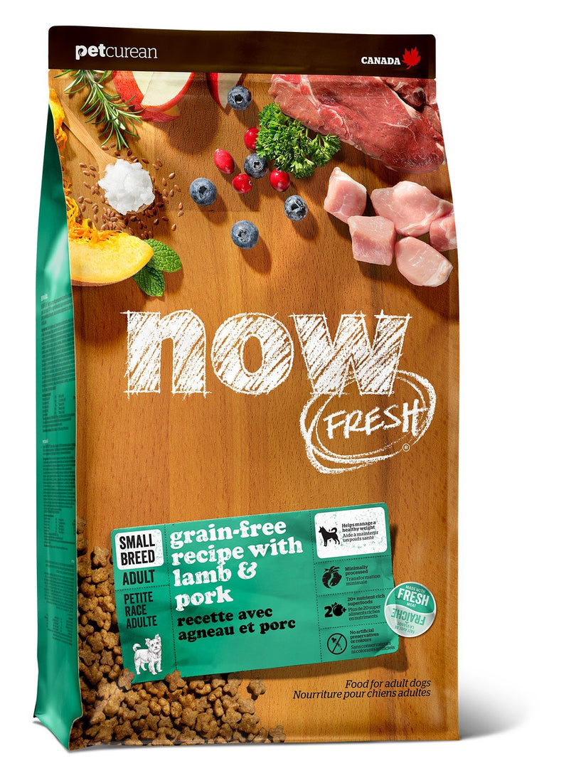 Petcurean Now Fresh - Agneau et Porc - Nourriture Sèche Sans Grains pour Chiens Adultes de Petites Races