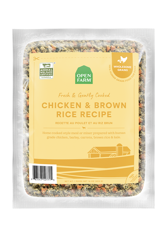 Open Farm - Poulet et Riz Brun - Nourriture Fraîche, Doucement Cuite et Surgelée pour Chiens
