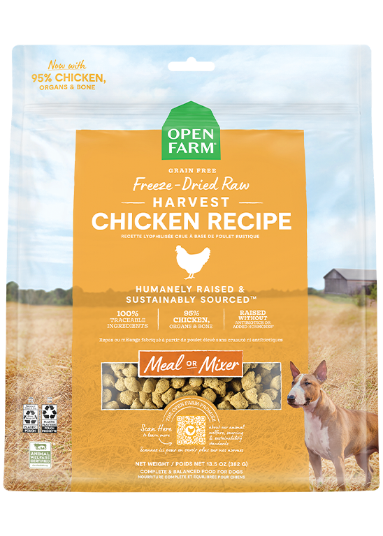 Open Farm Lyophilisé - Bouchées de Poulet Rustique - Nourriture Sèche Sans Grains pour Chiens