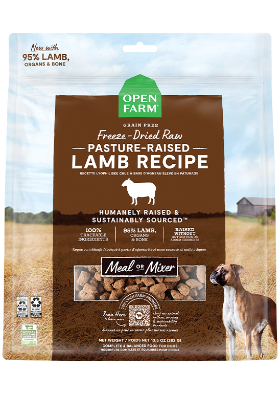 Open Farm - Chien Agneau Élevé en Pâturage - Nourriture Sèche Lyophilisée Sans Grains pour Chiens