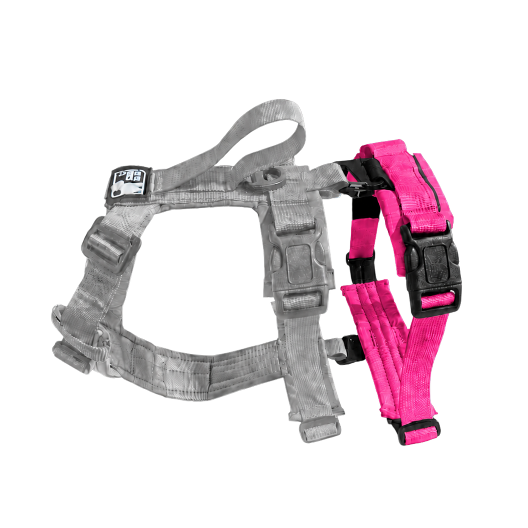 CHIEN BLANC HORIZON Rallonge Amovible Harnais Rose S