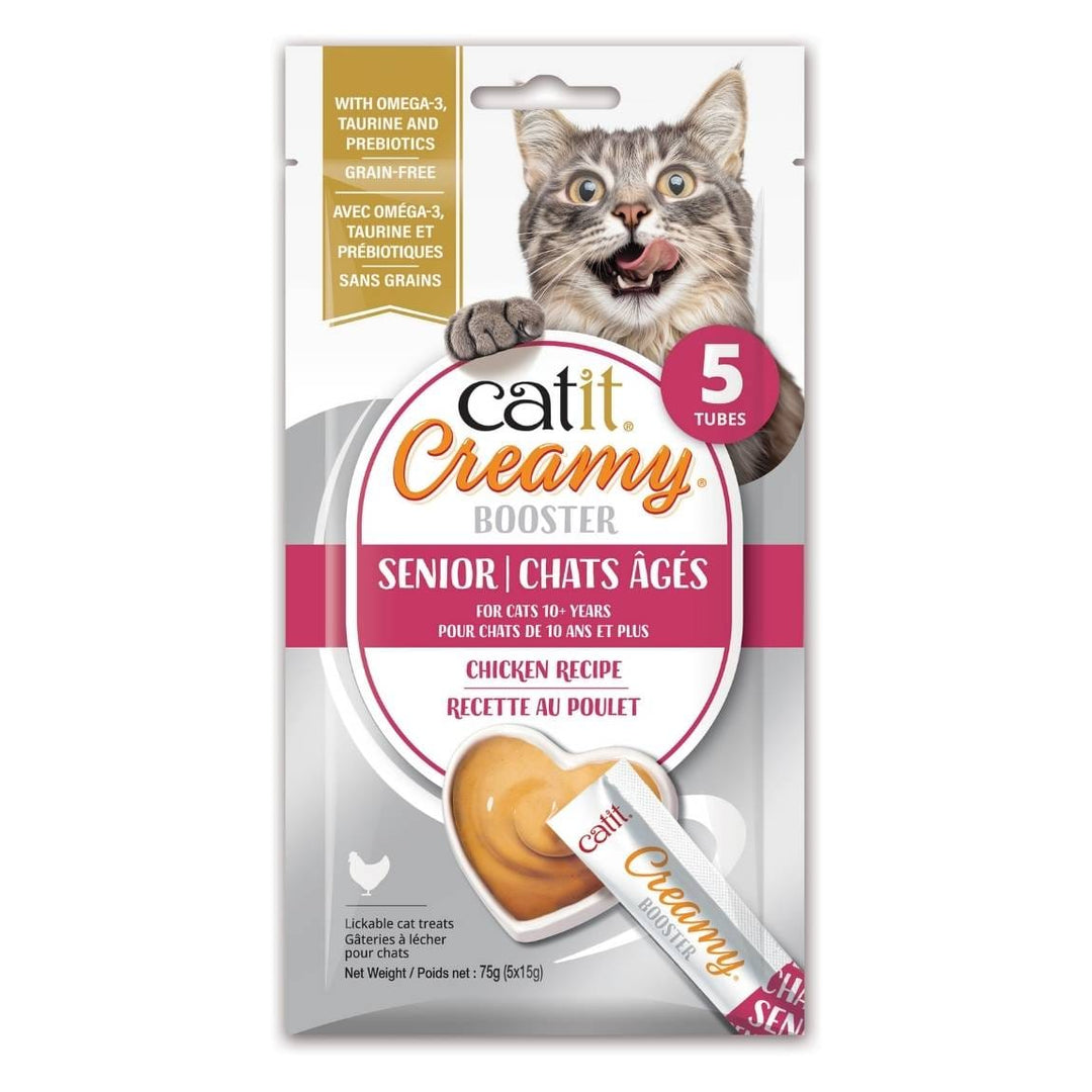 Catit Creamy Booster - Recette au Poulet - Gâteries à Lécher Sans Grains pour Chats Âgés