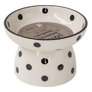 *DEXYPAWS Chat Bol Surélevé 8.7oz Blanc/Pois Noirs