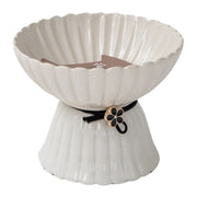 *DEXYPAWS Chat Bol Surélevé 8.45oz Blanc Dentellé/Fleur Noire