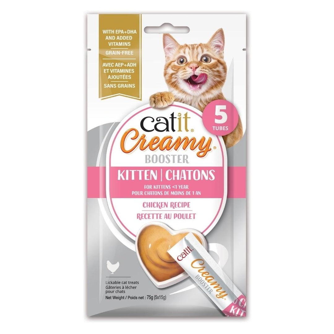 Catit Creamy Booster - Recette au Poulet - Gâteries à Lécher Sans Grains pour Chatons