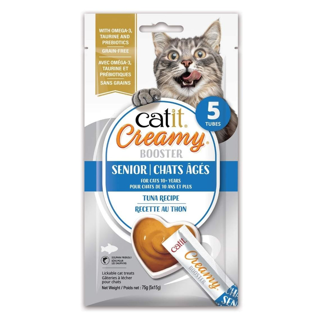 Catit Creamy Booster - Recette au Thon - Gâteries à Lécher Sans Grains pour Chats Âgés