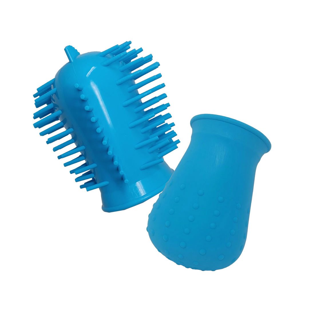 PAWTEK Brosse 2 en 1 pour Pattes de Chiens Bleu