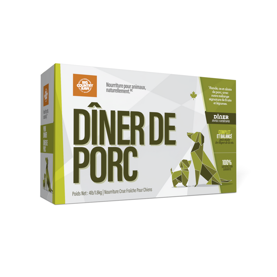 Big Country Raw - Dîner de Porc - Nourriture Crue Congelée pour Chiens
