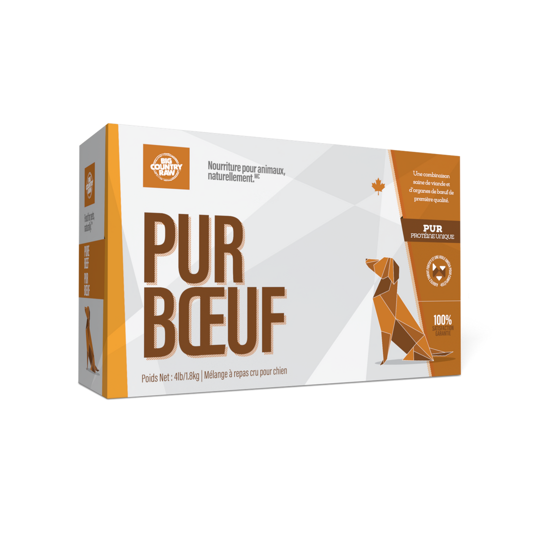 Big Country Raw - Formule Pur au Boeuf - Nourriture Crue Congelée pour Chiens