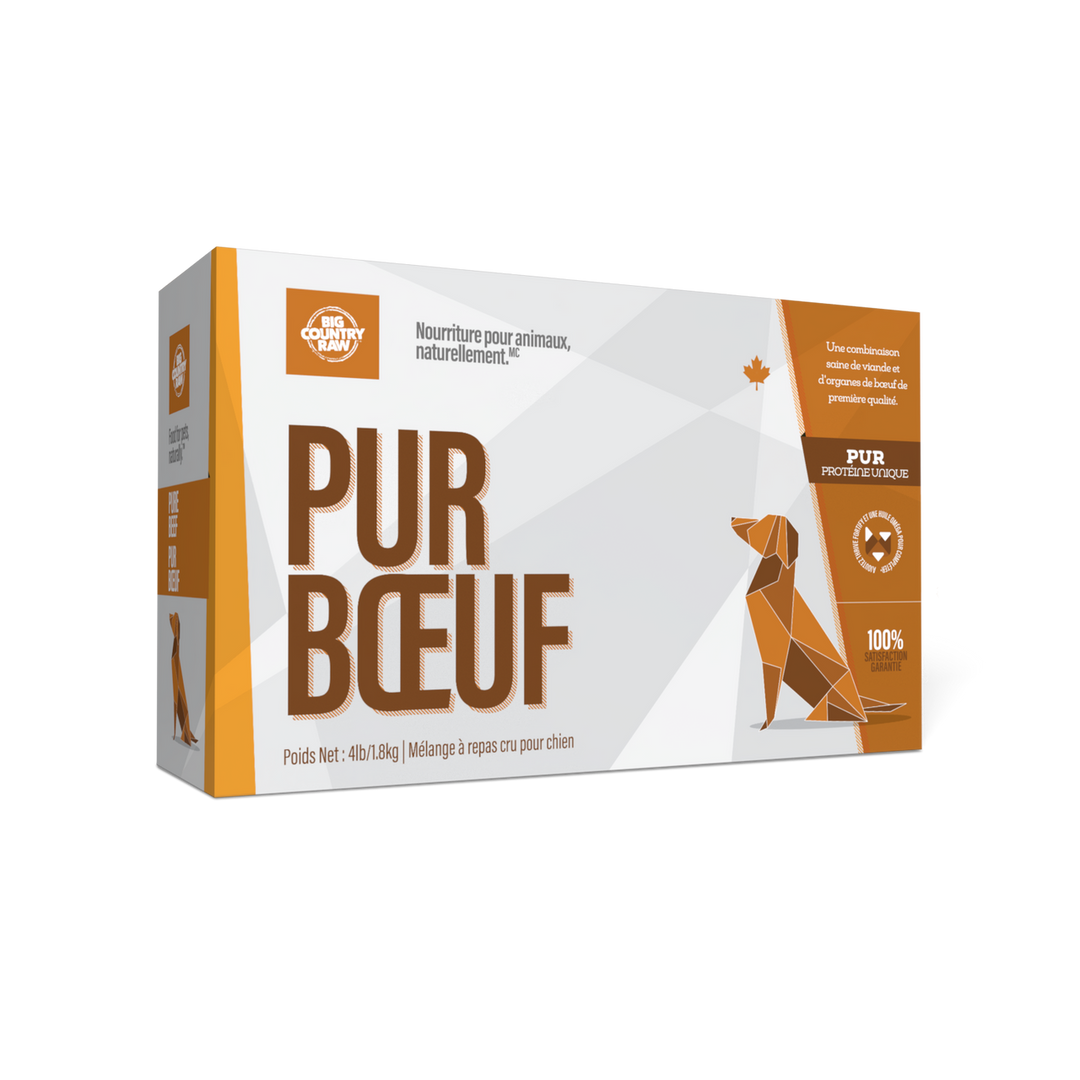 Big Country Raw - Formule Pur au Boeuf - Nourriture Crue Congelée pour Chiens