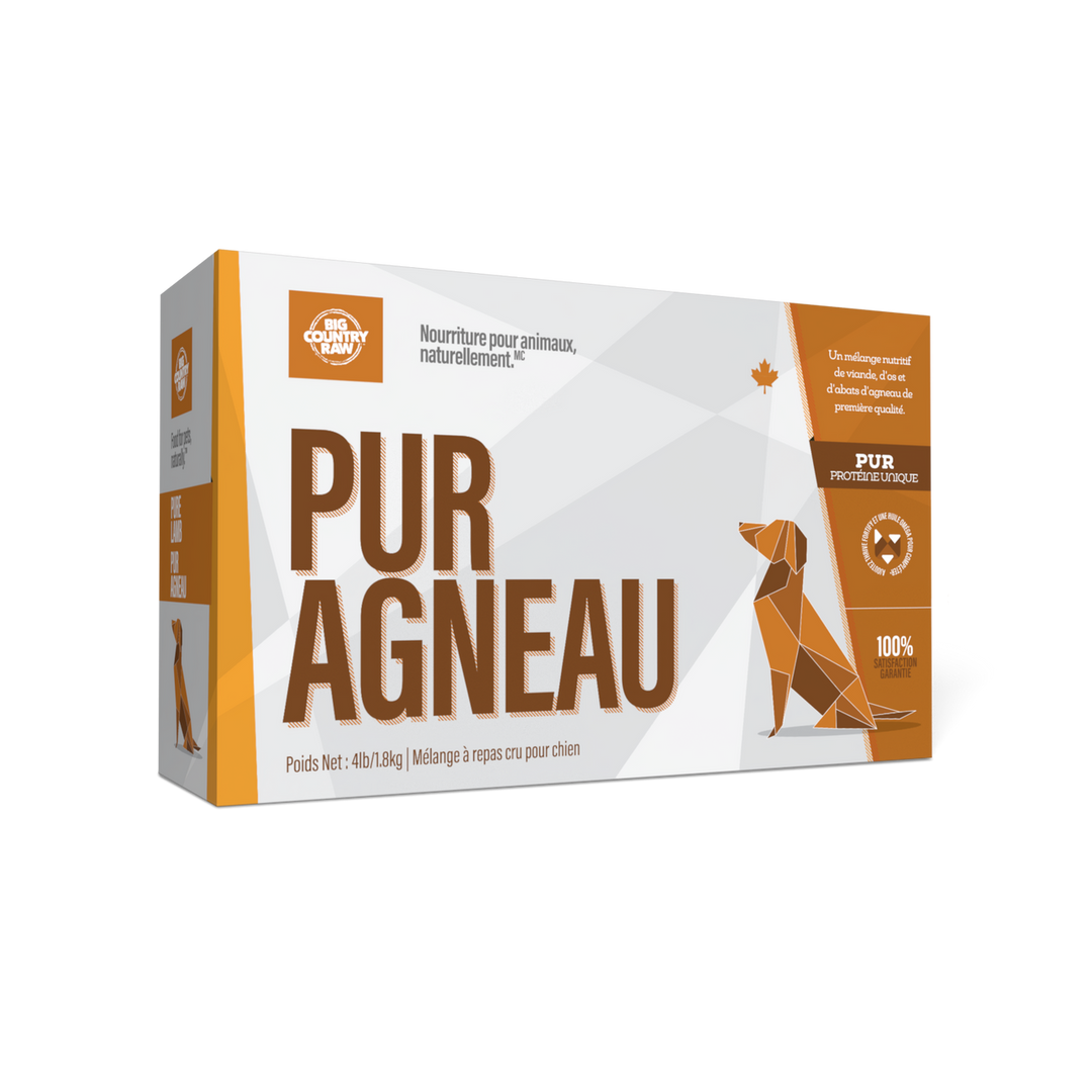Big Country Raw - Formule Pur à l'Agneau - Nourriture Crue Congelée pour Chiens