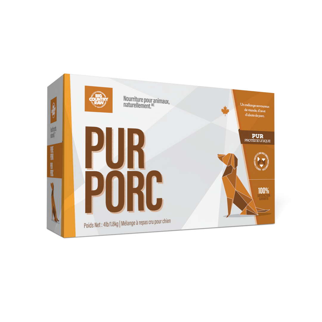 Big Country Raw - Formule Pur au Porc - Nourriture Crue Congelée pour Chiens