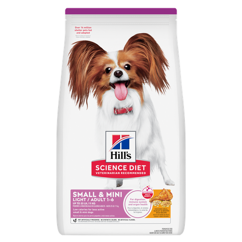 Hill's Science Diet - Légère, Poulet et Orge avec Riz Brun - Nourriture Sèche pour Chiens 1-6 Ans de Miniatures et Petites Races Adultes 1-6 Ans