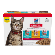 Hill's Science Diet - Chat Adulte Assortiments de Poulet, Thon et Poisson de l'océan en Sauce, Boîte de 12 - Nourriture Humide pour Chats en Sachet