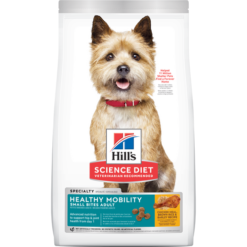 Hill's Science Diet - Mobilité Saine (Healthy Mobility), Petites Bouchées Poulet, Riz Brun et Orge - Nourriture Sèche pour Chiens Adultes