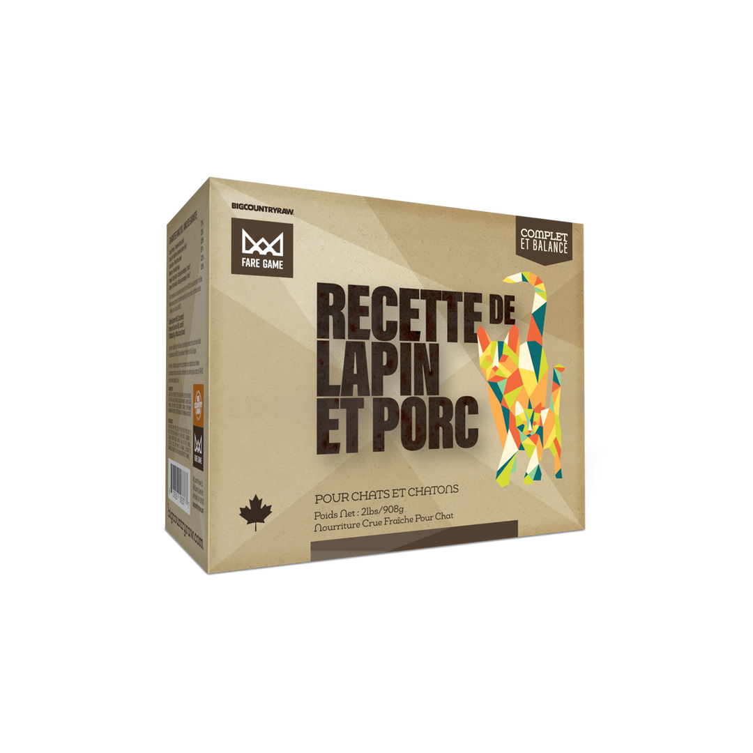 Big Country Raw Fare Game - Lapin et Porc - Nourriture Crue Congelée pour Chats