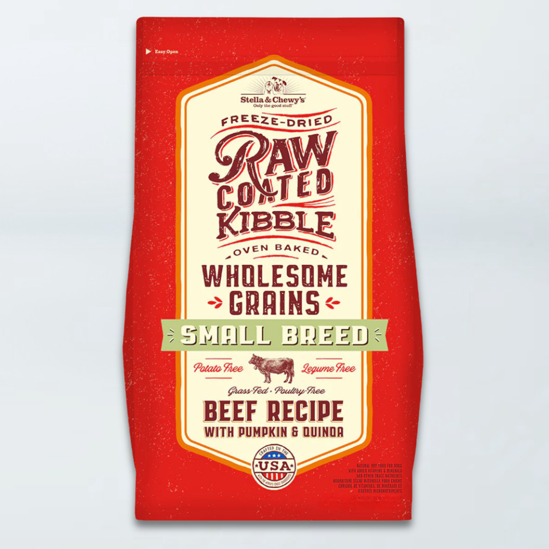 Stella & Chewy's Raw Coated - Boeuf, Citrouille et Quinoa - Nourriture Sèche avec Grains Saines pour Chiens