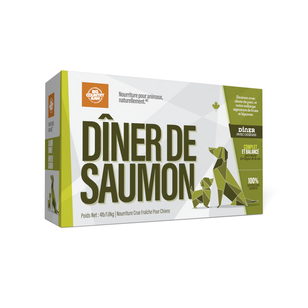 Big Country Raw - Dîner de Saumon - Nourriture Crue Congelée pour Chiens