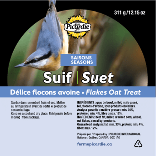 PICARDIE Suif Flocons d'Avoines 345g pour Oiseaux Sauvages