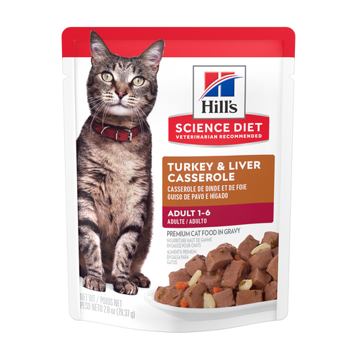 Hill's Science Diet - Casserole de Dinde et Foie en Sauce - Nourriture Humide pour Chats Adultes 1-6 Ans en Sachet