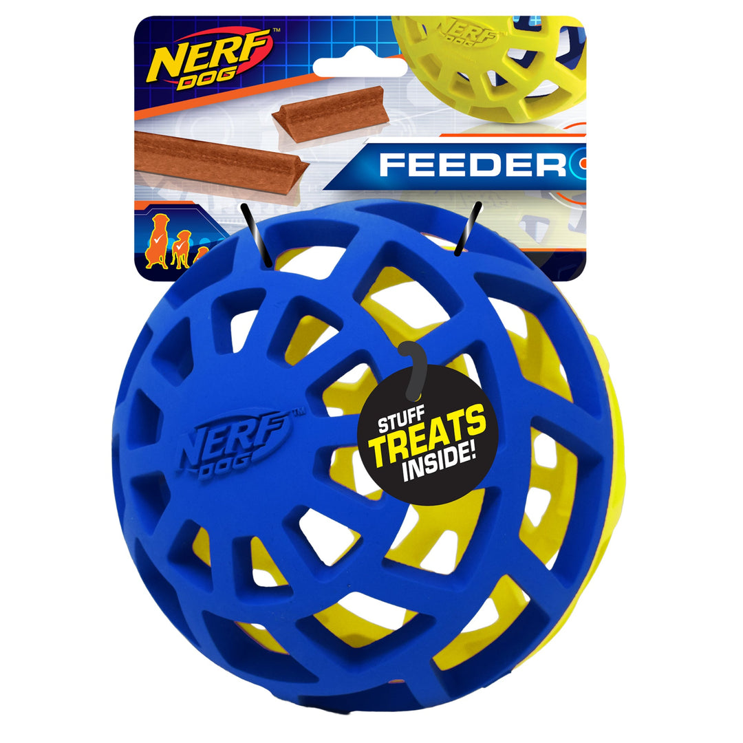 Nerf Dog - Balle en Caoutchouc Ajouré 12.7 cm - Distributeur et Jouet pour Chiens